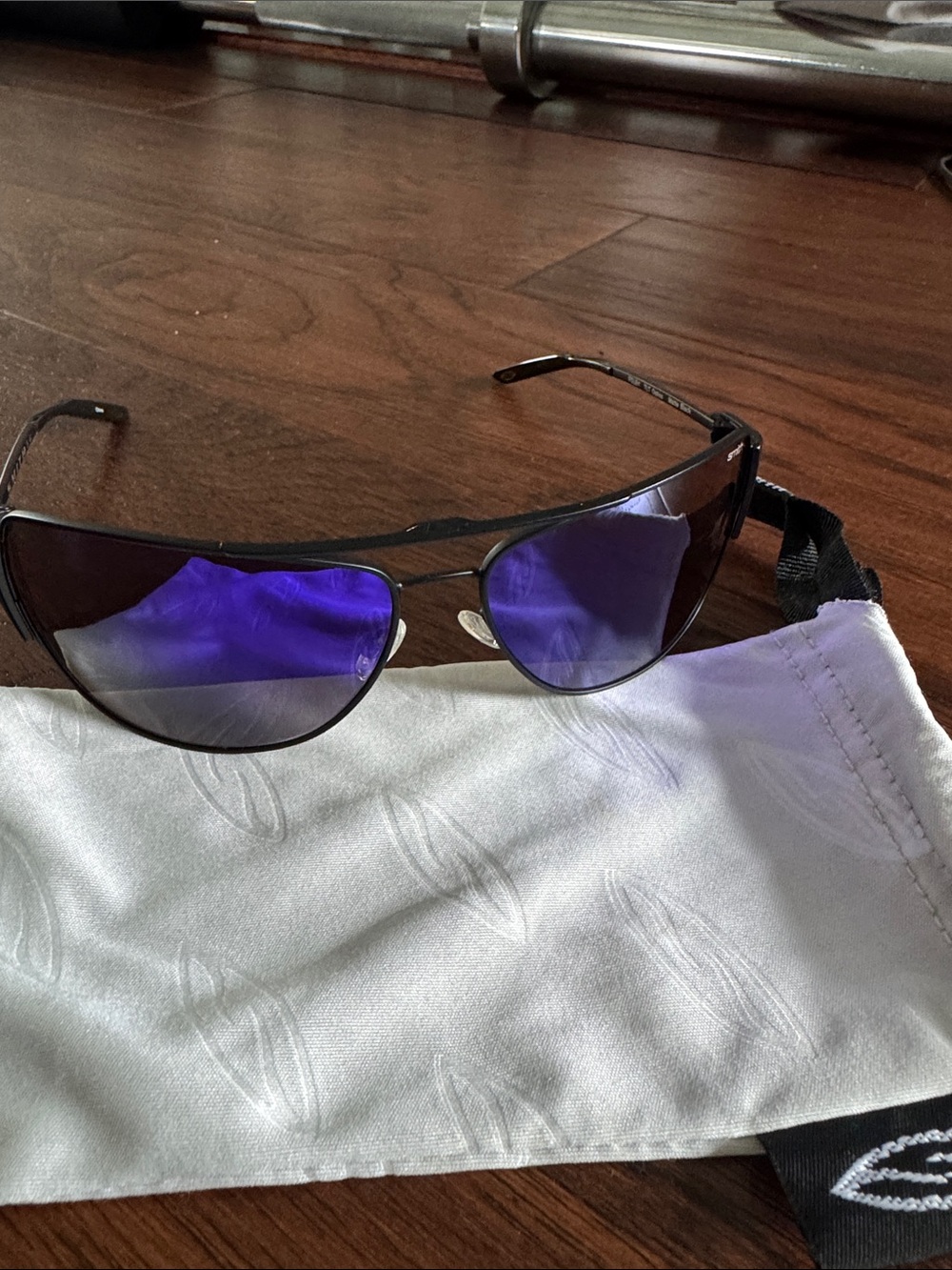 Smith Foley Matte Black Sunglasses Purple Mirrored Lenses w/ Case